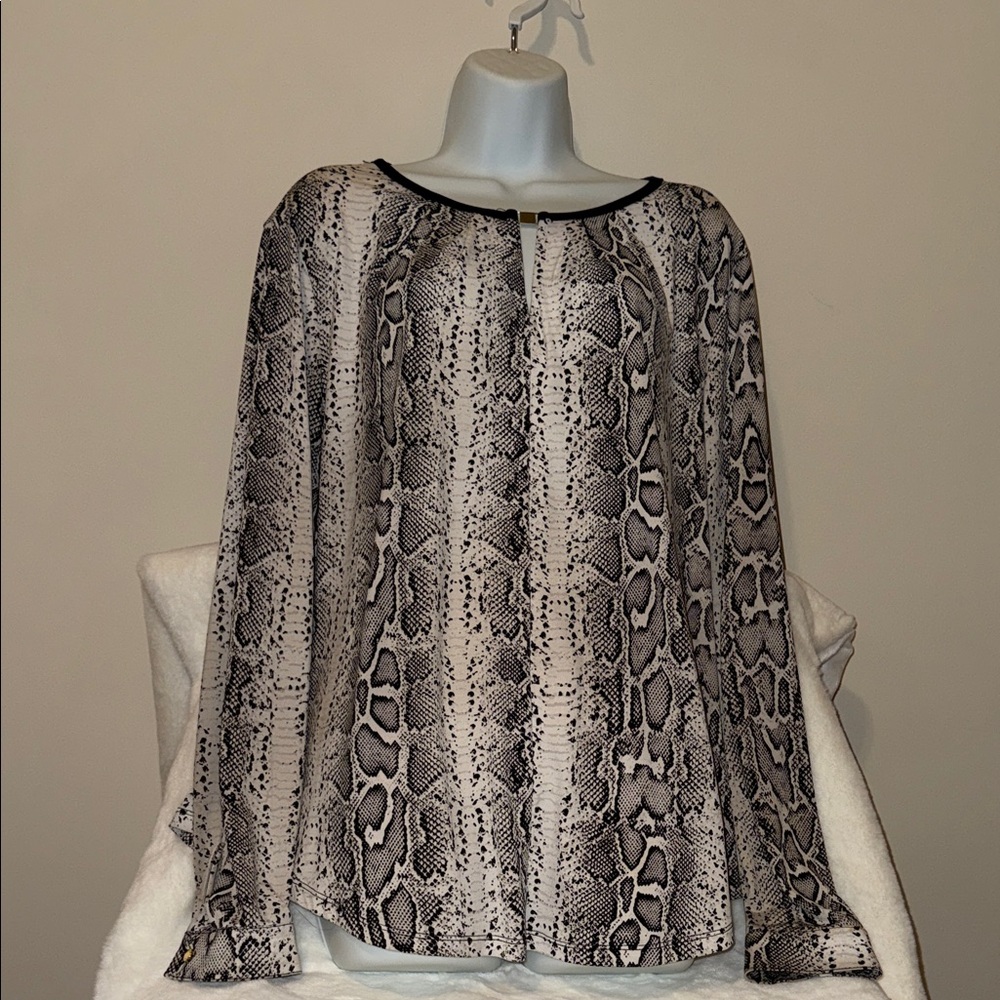 Ellen Tracy Monochrome Patterned Top - image 2